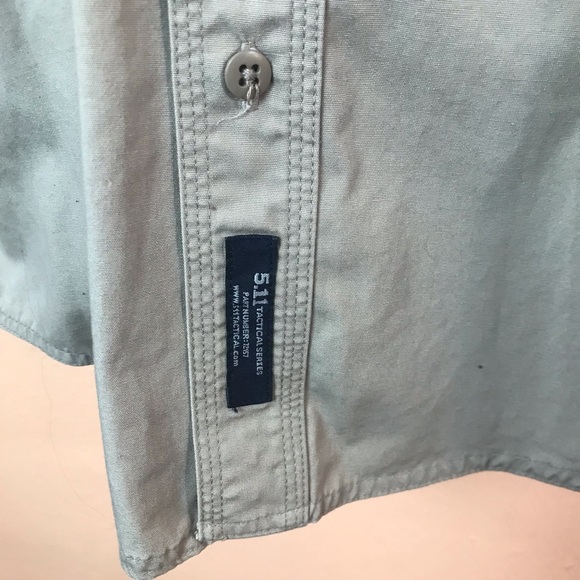 5.11 Tactical Khaki Tan Long Sleeve Utility Button Down Shirt Men M FLAWS - Picture 2 of 6